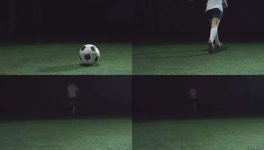 绿茵场上的足球和少年高清在线视频素材下载