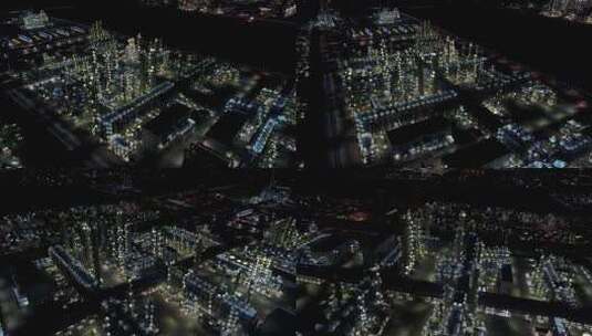 航拍宁夏神华宁煤集团厂区夜景高清在线视频素材下载