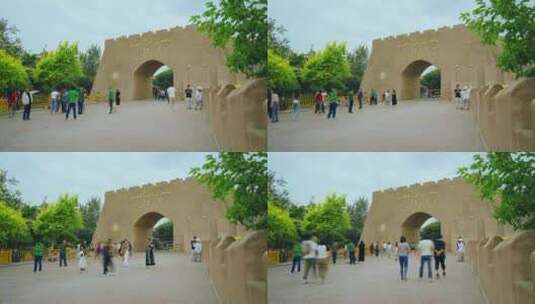 喀什古城城门延时高清在线视频素材下载