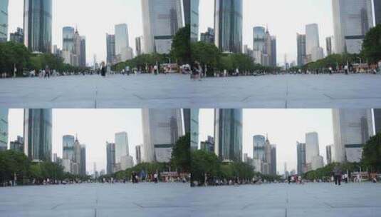广州珠江新城广场人流延时摄影高清在线视频素材下载