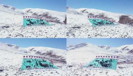 4K西藏雪山电力建设现场航拍03高清在线视频素材下载