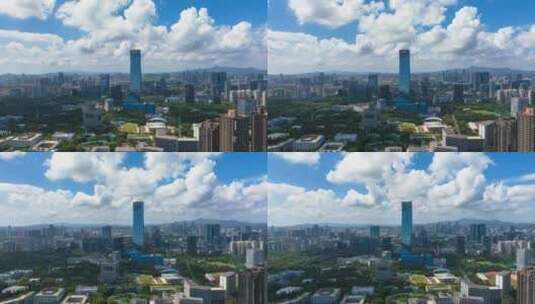 汉京集团总部大厦蓝天白云延时高清在线视频素材下载