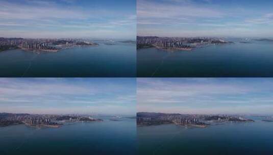 4K 航拍青岛城市景观天际线高清在线视频素材下载