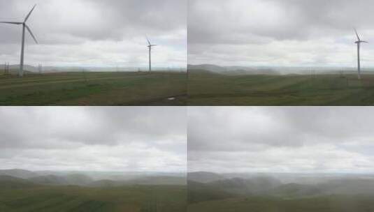 内蒙古生态修复土地复垦风力发电高清在线视频素材下载