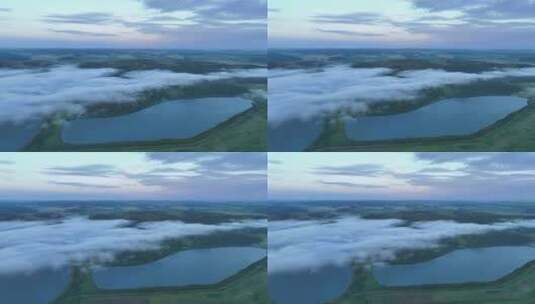 航拍湿地河流云雾缭绕高清在线视频素材下载