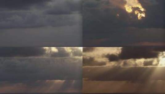 4K-阳光穿透浓厚的云层高清在线视频素材下载