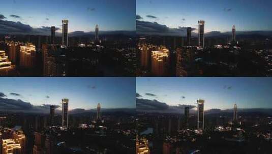 航拍温州世贸中心大厦置信中心夜景高清在线视频素材下载