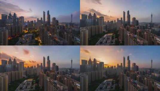 8K实拍广州珠江新城日出延时高清在线视频素材下载