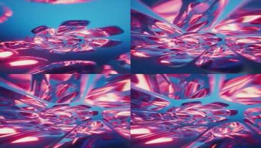抽象彩色透明玻璃背景3D渲染高清在线视频素材下载