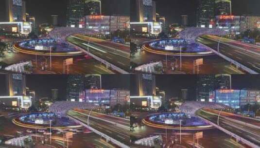 上海五角场夜景延时高清在线视频素材下载
