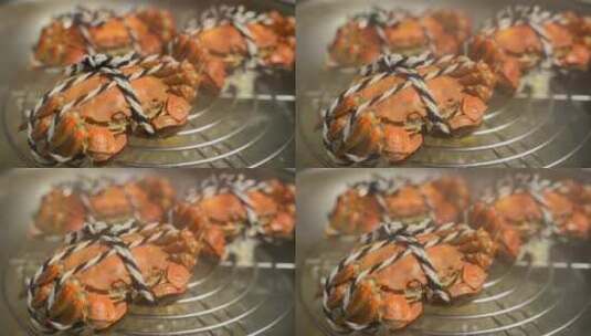 传统美食清蒸大闸蟹螃蟹4K高清在线视频素材下载