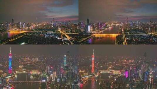 广州城市夜景高清航拍视频素材高清在线视频素材下载