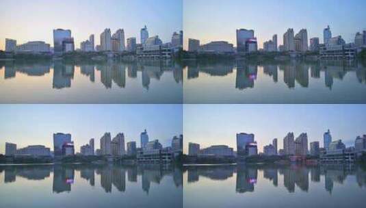 广西南宁民歌湖城市风光延时高清在线视频素材下载