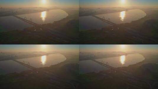 杭州之江大桥日出高清在线视频素材下载