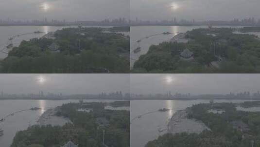 武汉东湖热气球  热气球+日落高清在线视频素材下载