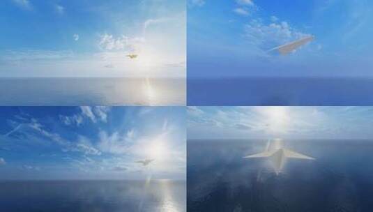 纸飞机飞过大海 远方 未来高清在线视频素材下载