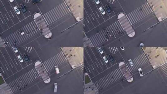 城市十字路口交通斑马线高清在线视频素材下载