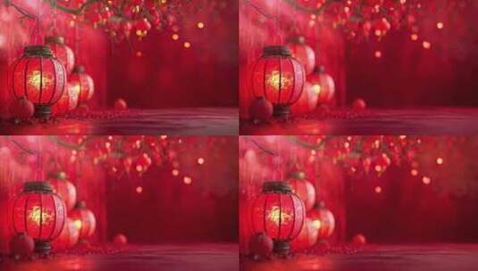 中式国潮红色灯笼背景高清在线视频素材下载