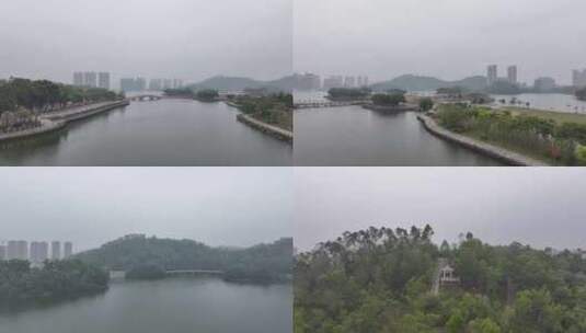 阳江市鸳鸯湖公园航拍高清在线视频素材下载