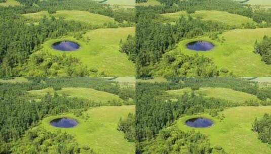 森林深处的圆形湖高清在线视频素材下载