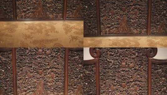 清代紫檀木雕云龙纹宝座 古代家具高清在线视频素材下载