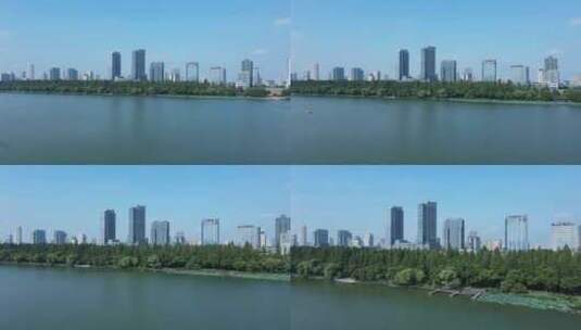南京玄武门威斯汀酒店大厦高楼玄武湖高清在线视频素材下载