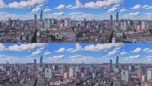 云南昆明城市风景建筑蓝天白云航拍高清在线视频素材下载
