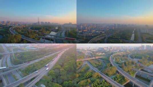 杭州钱塘新区下沙立交桥城市风景视频素材高清在线视频素材下载