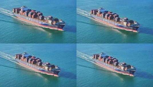 轮船集装箱船货轮航拍高清在线视频素材下载