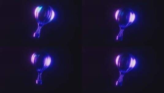 带有深色霓虹灯效果的环形热气球高清在线视频素材下载