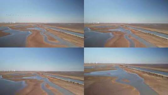 盐城大丰航拍湿地滩涂高清在线视频素材下载