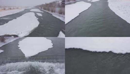 冬天嘉峪关北大河雪景合集高清在线视频素材下载