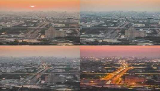 竖版4K苏州城市日落夕阳大气全景风光延时高清在线视频素材下载