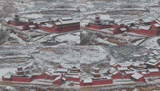 阿坝州松潘古城雪景素材高清在线视频素材下载