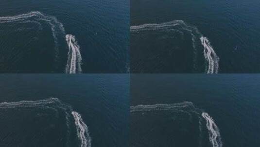 航拍在海上飞驰的游艇高清在线视频素材下载