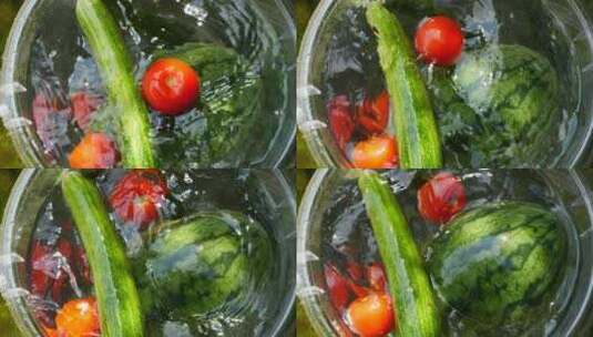 夏天洗水果蔬菜空境高清在线视频素材下载