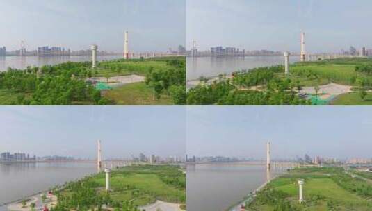 武汉洪山江滩前推镜头高清在线视频素材下载