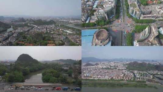 广西桂林城市大景航拍高清在线视频素材下载