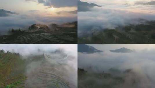 云和梯田日出云海景观中国最美梯田景色高清在线视频素材下载