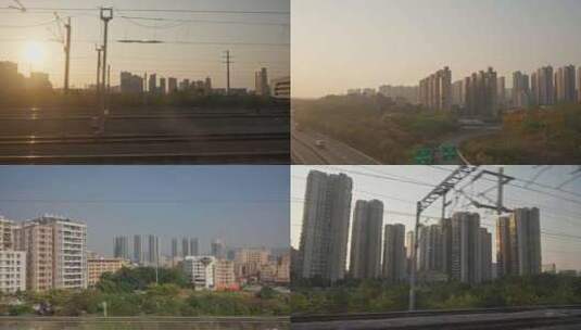 高铁列车飞速行驶窗外风景合集高清在线视频素材下载