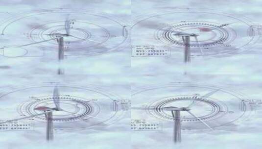 白云3D渲染中的风力涡轮机高清在线视频素材下载