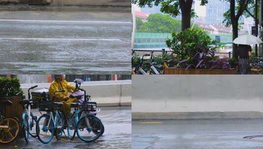 下暴雨下大雨下雨天雨水雨滴街景街道街头风高清在线视频素材下载