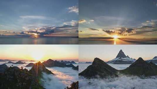 海上日出海天一色壮美山河高清在线视频素材下载