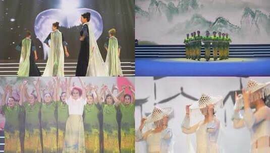 古风女子舞台舞蹈表演高清在线视频素材下载