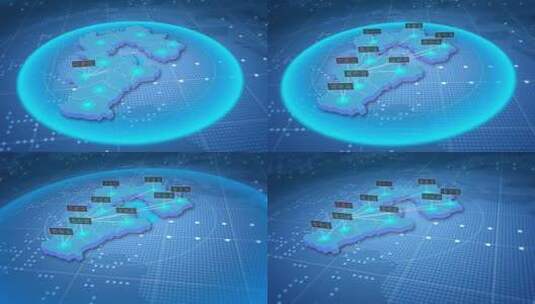 河北科技区位辐射地图AE模板高清AE视频素材下载