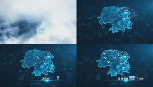 湖南省科技地图ae模板高清AE视频素材下载