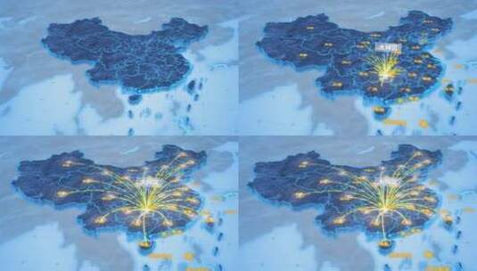 邵阳市大祥区辐射全国网络地图ae模板高清AE视频素材下载