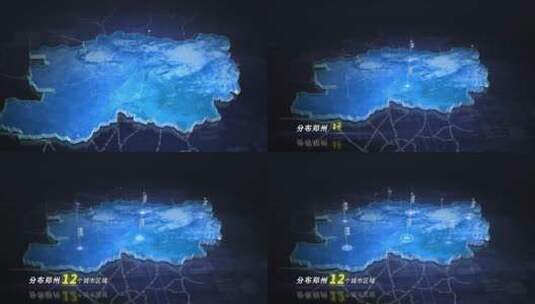 【无插件】蓝色科技感地图郑州高清AE视频素材下载