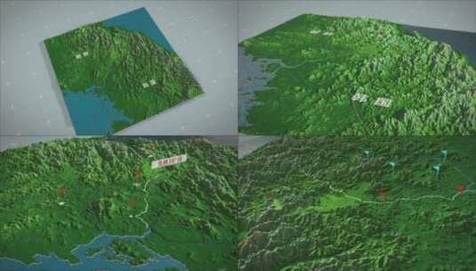 高精朝鲜韩国三八线地图3d三维高清AE视频素材下载