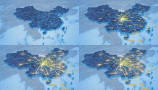 南充市嘉陵区辐射全国网络地图ae模板高清AE视频素材下载